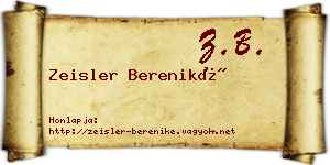 Zeisler Bereniké névjegykártya